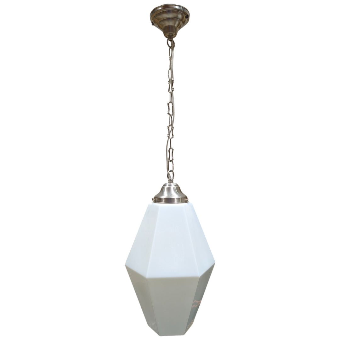 ##Antique Hardware## Geometric Faceted Glass Fancy Chain Light (Several Finishes Available)