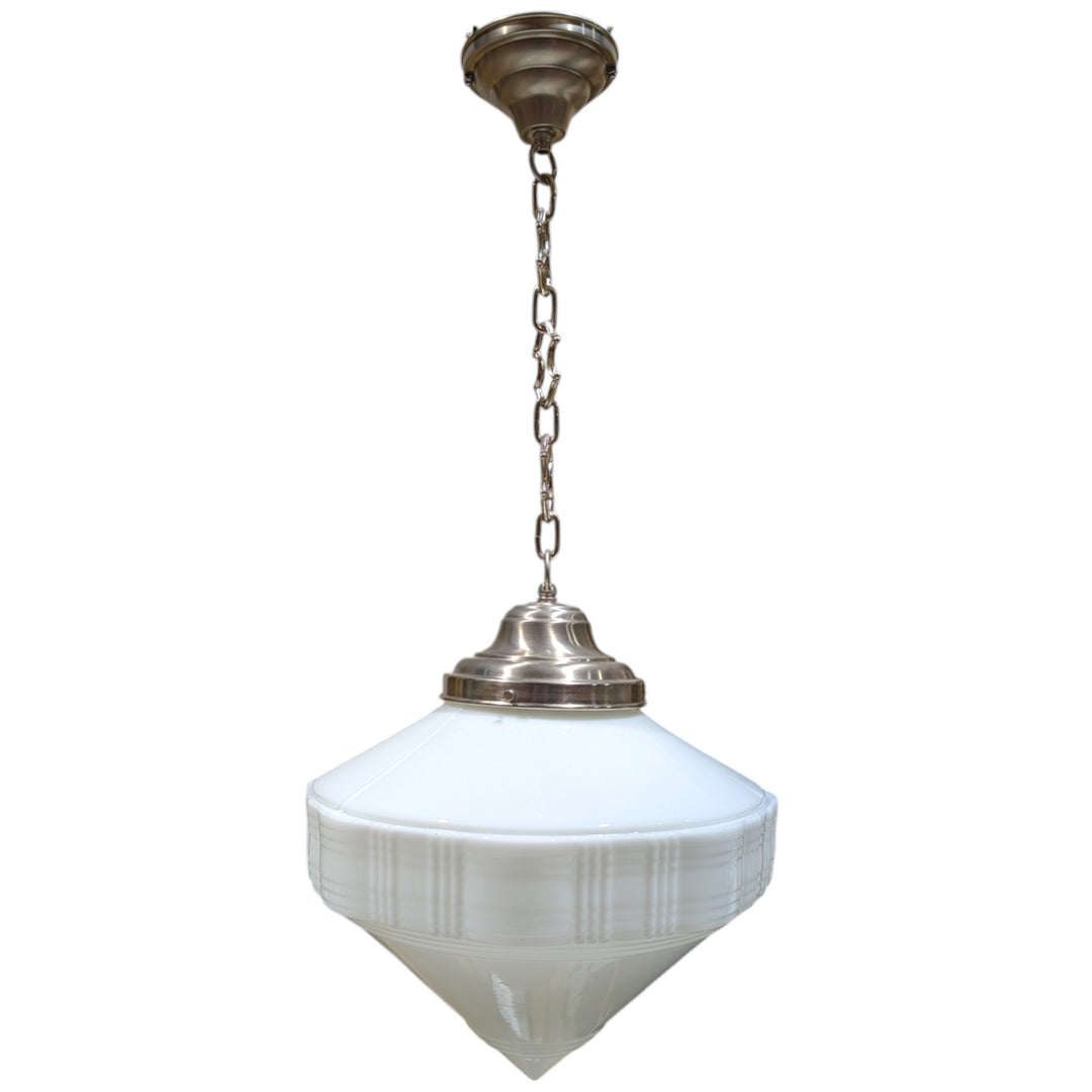 ##Antique Hardware## Mid-Century Diamond Glass Fancy Chain Light (Several Finishes Available)