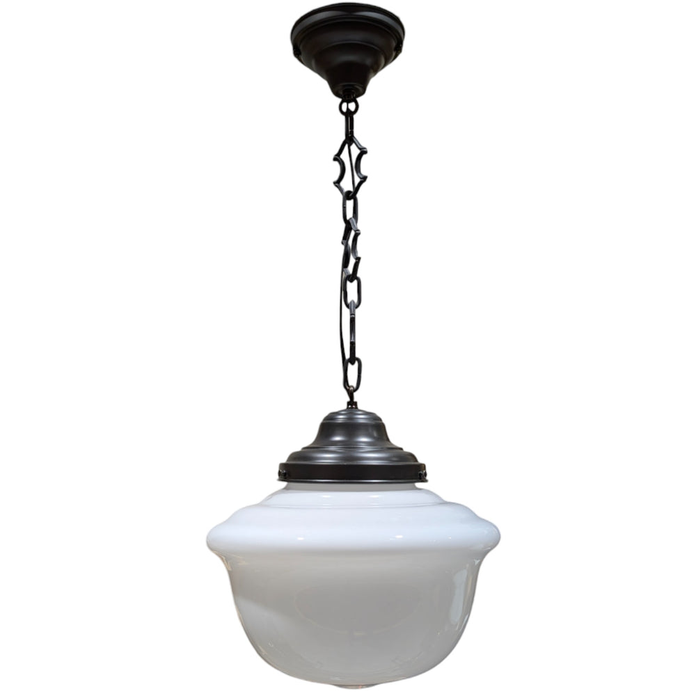 ##Antique Hardware## Classic Schoolhouse Glass Fancy Chain Light (Several Finishes Available)