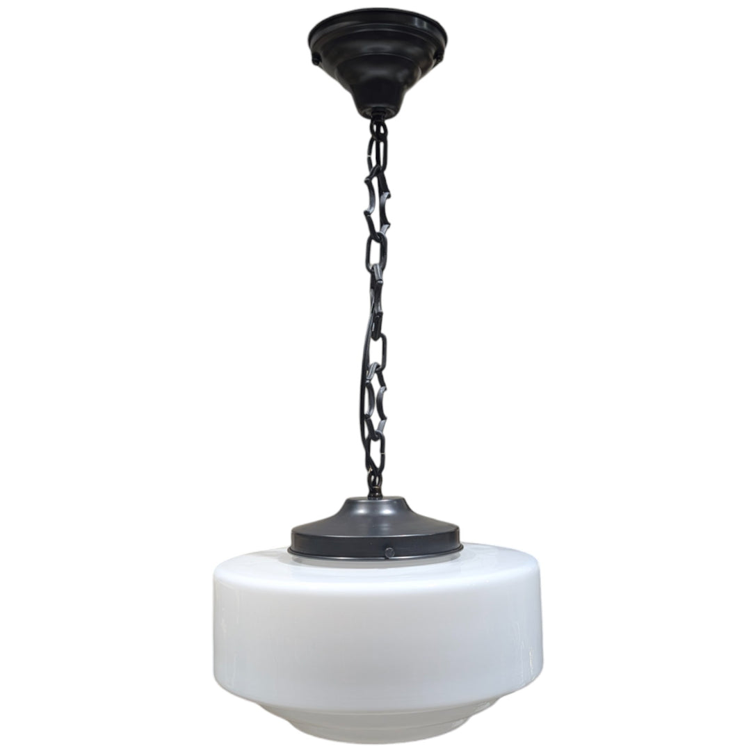 ##Antique Hardware## Stepped Mid Century Modern Glass Standard Chain Light (Several Finishes Available)