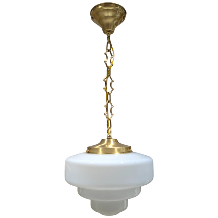 ##Antique Hardware## Tiered Schoolhouse Glass Standard Chain Light (Several Finishes Available)