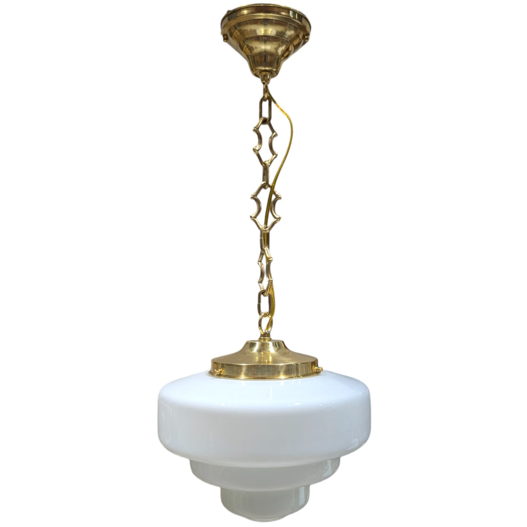 ##Antique Hardware## Tiered Schoolhouse Glass Standard Chain Light (Several Finishes Available)