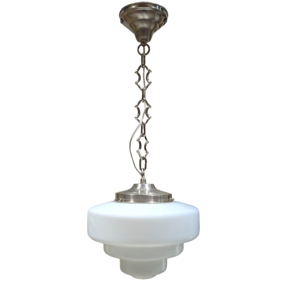 ##Antique Hardware## Tiered Schoolhouse Glass Standard Chain Light (Several Finishes Available)
