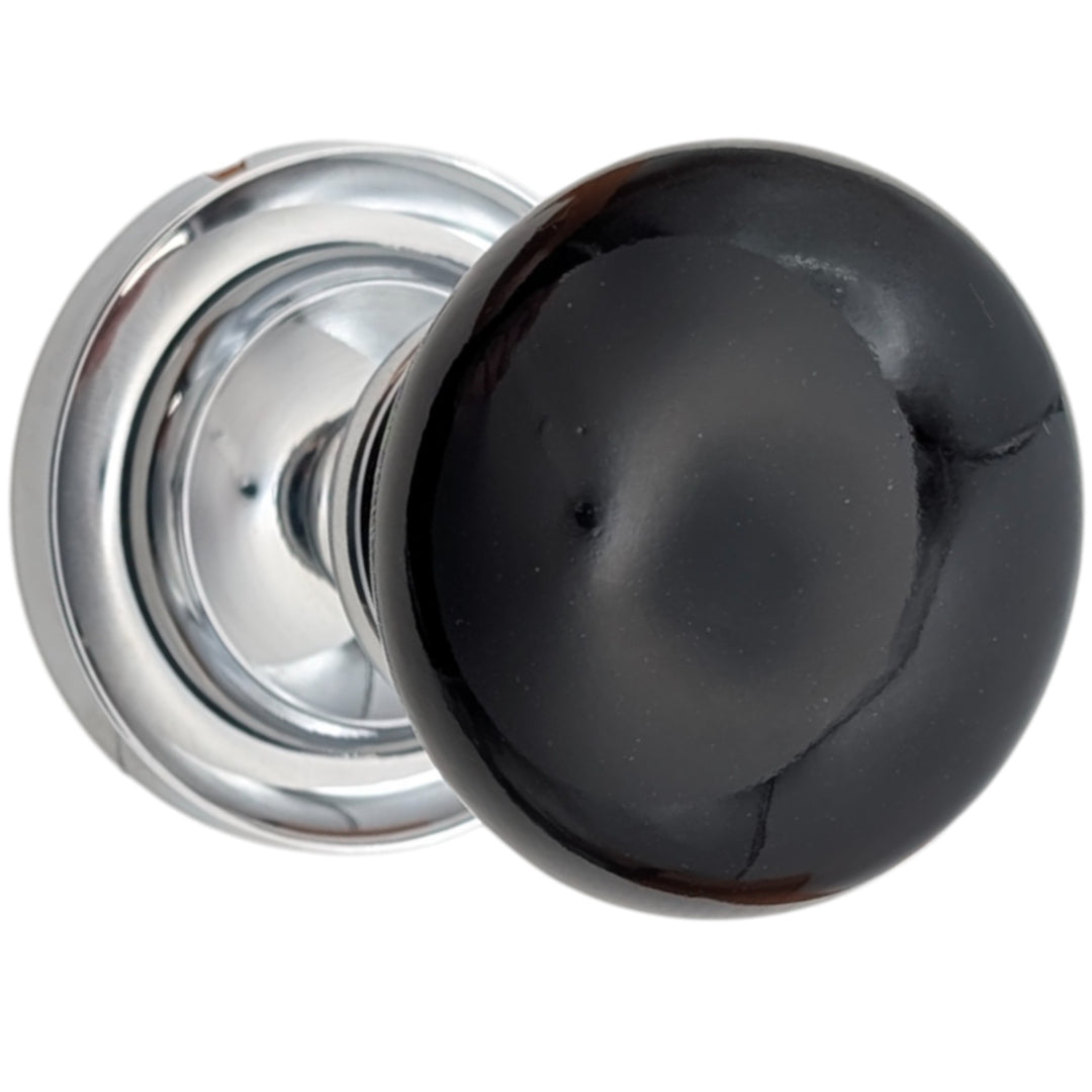 ##Antique Hardware## Magnifique™ Classic Door Set with Black Porcelain Knobs (Several Finishes Available)
