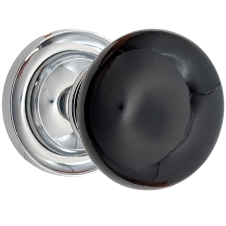 ##Antique Hardware## Magnifique™ Classic Door Set with Black Porcelain Knobs (Several Finishes Available)