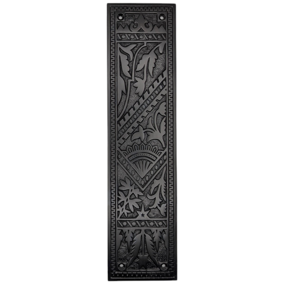 ##Antique Hardware## 12 inch Eastlake-Style Ornate Solid Brass Door Push Plate (Several Finishes Available)