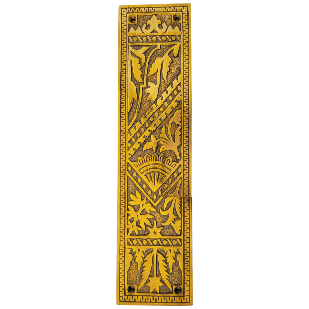 ##Antique Hardware## 12 inch Eastlake-Style Ornate Solid Brass Door Push Plate (Several Finishes Available)
