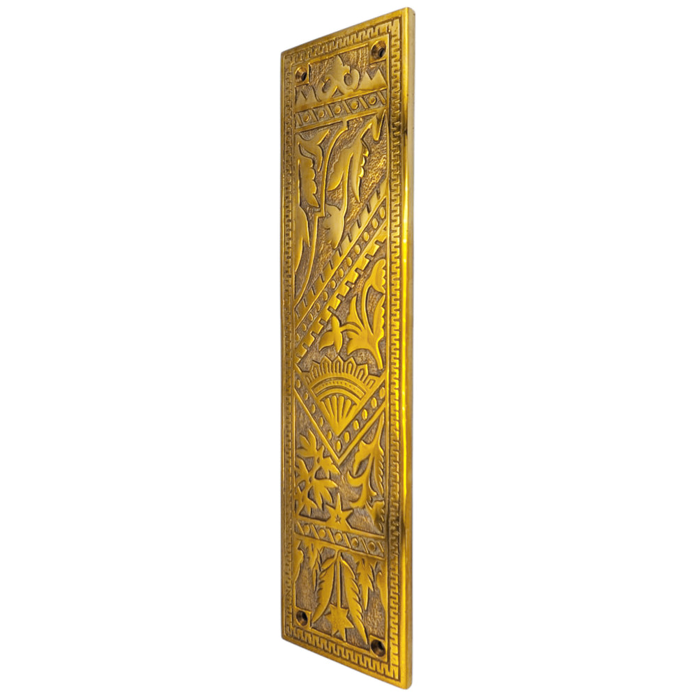 ##Antique Hardware## 12 inch Eastlake-Style Ornate Solid Brass Door Push Plate (Several Finishes Available)