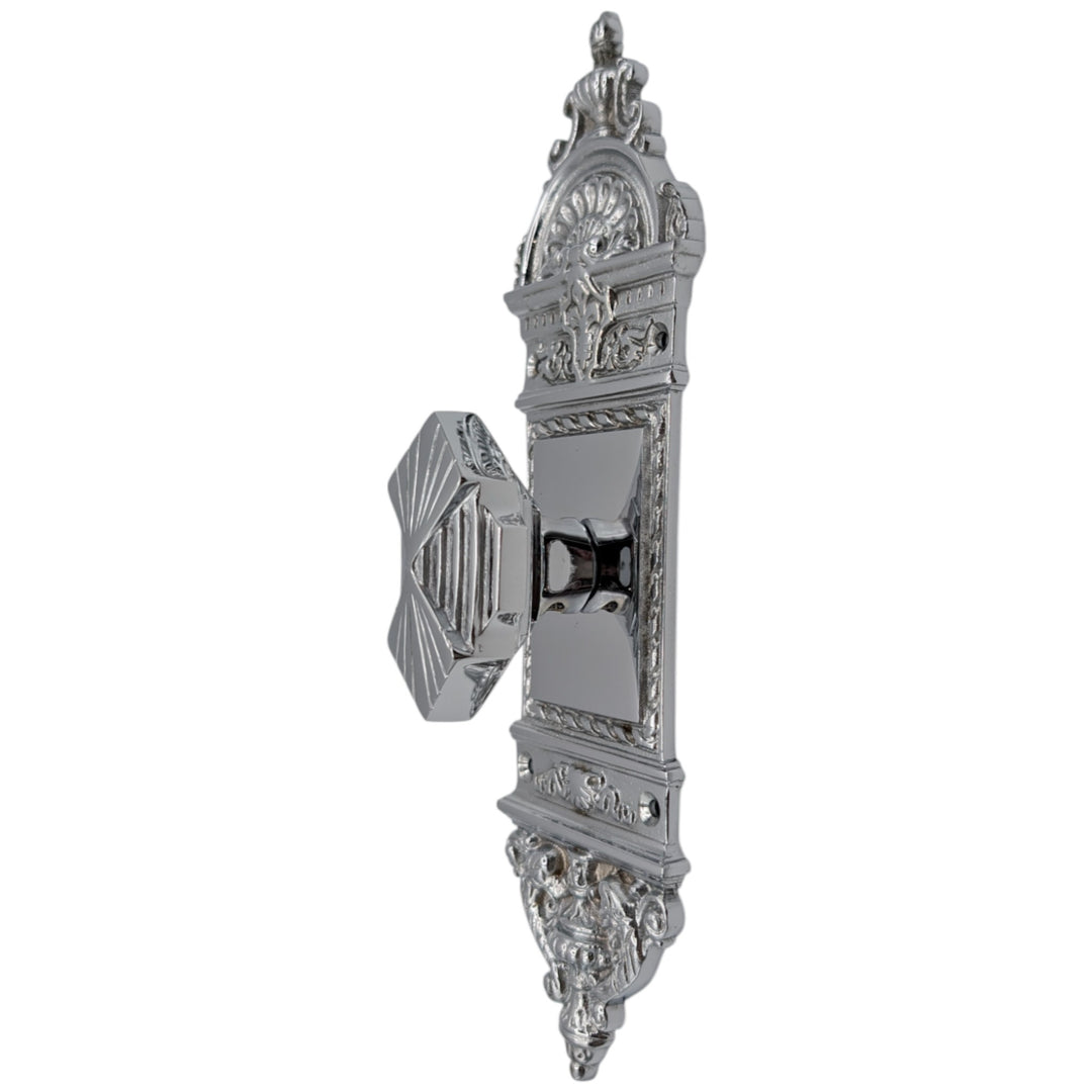 L'Enfant Backplate Door Set with Art Deco Fanfare Knob (Several Finishes Available)