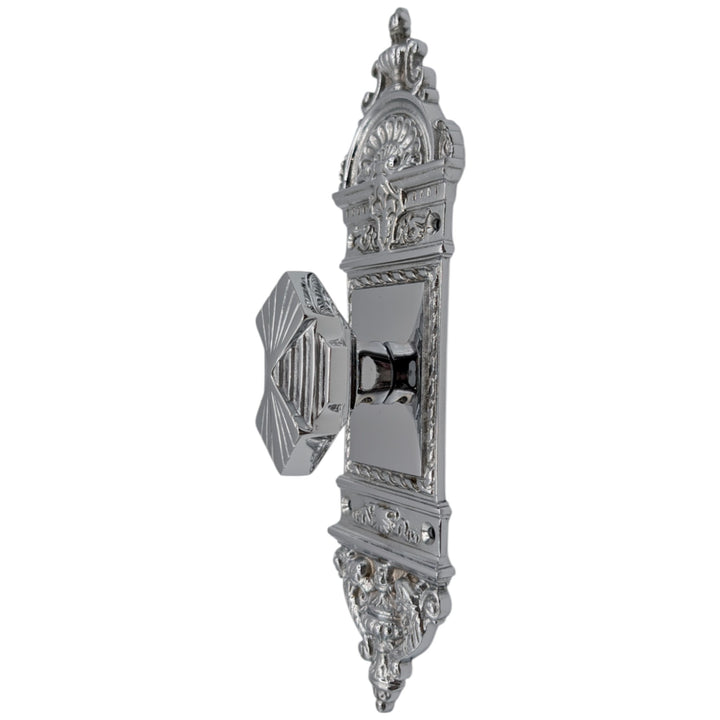 L'Enfant Backplate Door Set with Art Deco Fanfare Knob (Several Finishes Available)