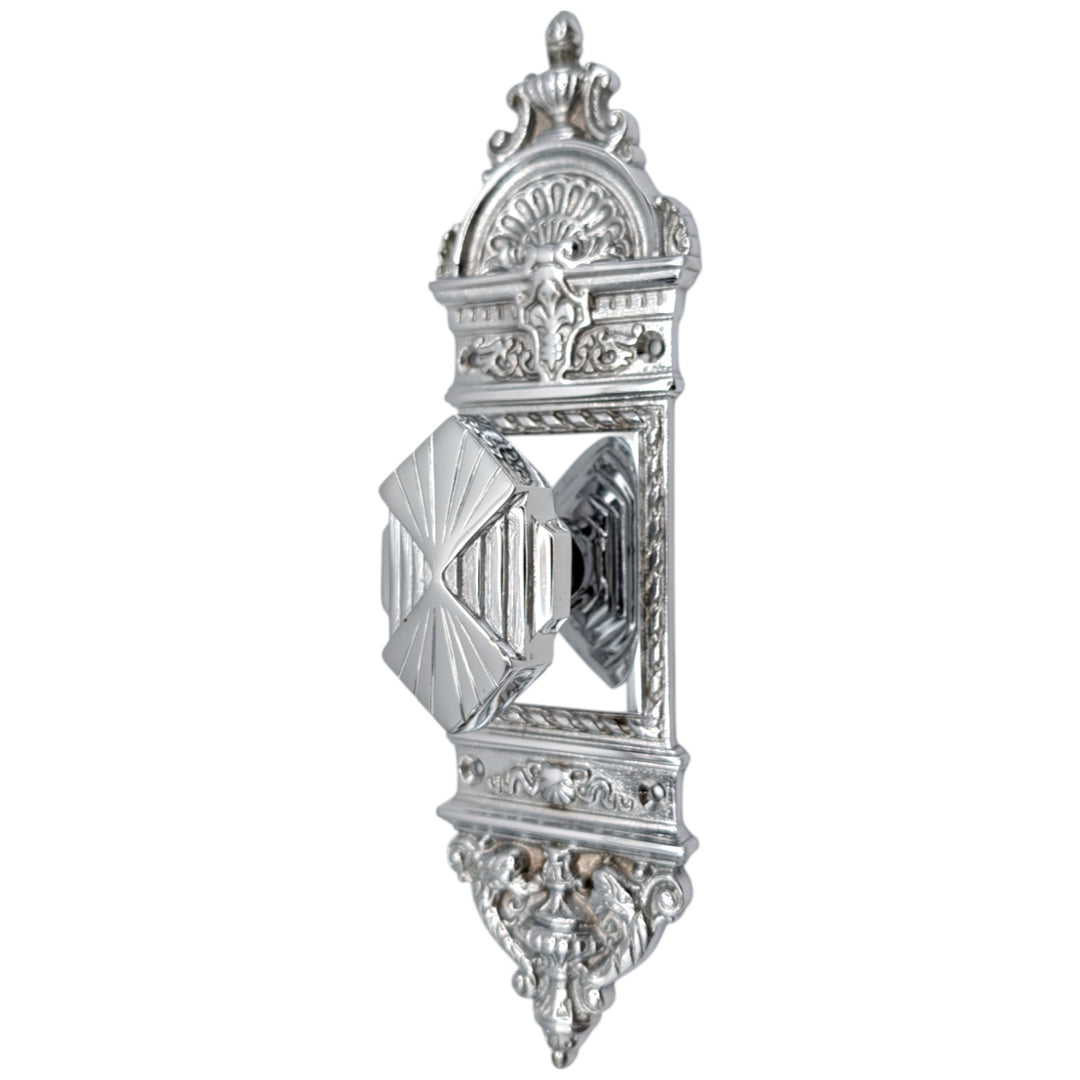 L'Enfant Backplate Door Set with Art Deco Fanfare Knob (Several Finishes Available)