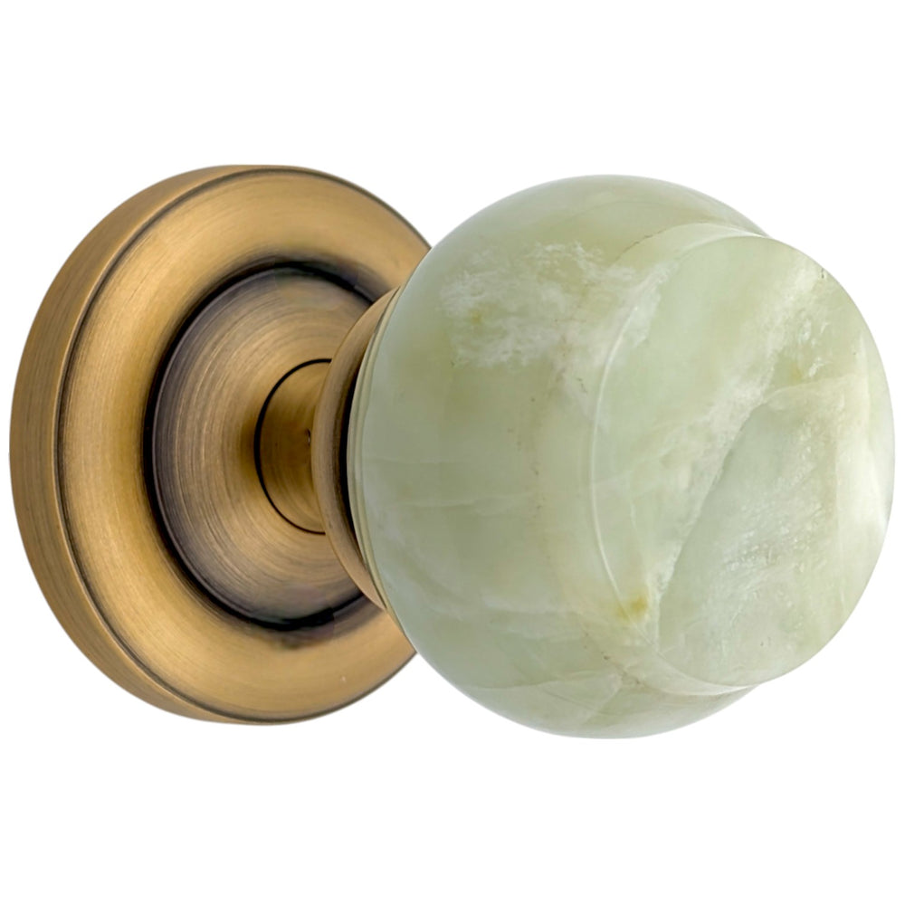 ##Antique Hardware## Magnifique™ Classic Door Set with Green Jade Knobs (Several Finishes Available)