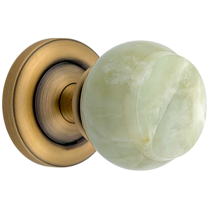 ##Antique Hardware## Magnifique™ Classic Door Set with Green Jade Knobs (Several Finishes Available)
