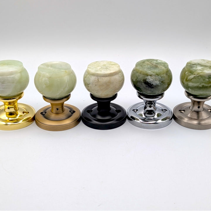 ##Antique Hardware## Magnifique™ Classic Door Set with Green Jade Knobs (Several Finishes Available)