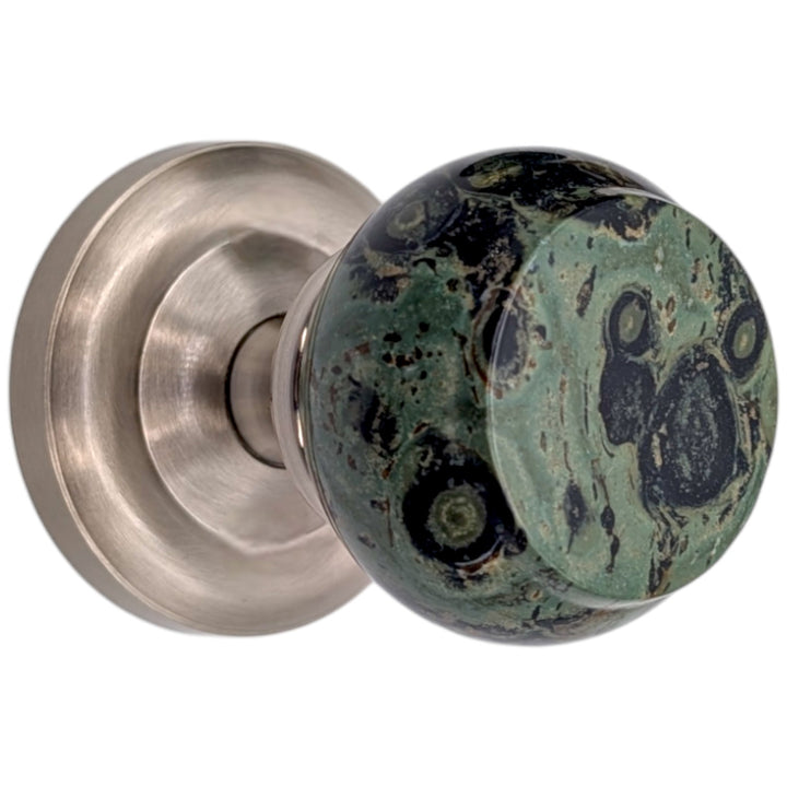 ##Antique Hardware## Magnifique™ Classic Door Set with Crocodile Jasper Knobs (Several Finishes Available)