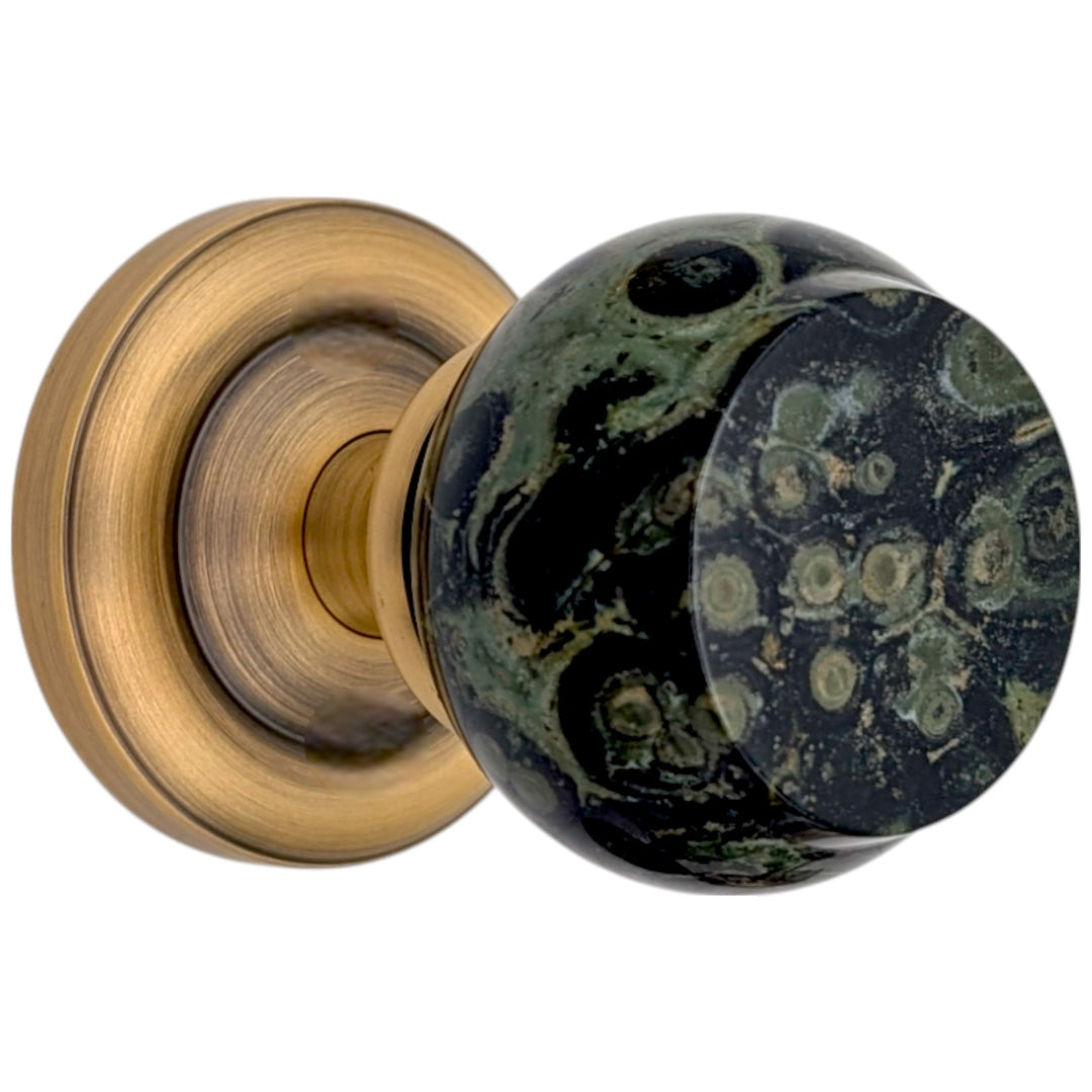 ##Antique Hardware## Magnifique™ Classic Door Set with Crocodile Jasper Knobs (Several Finishes Available)