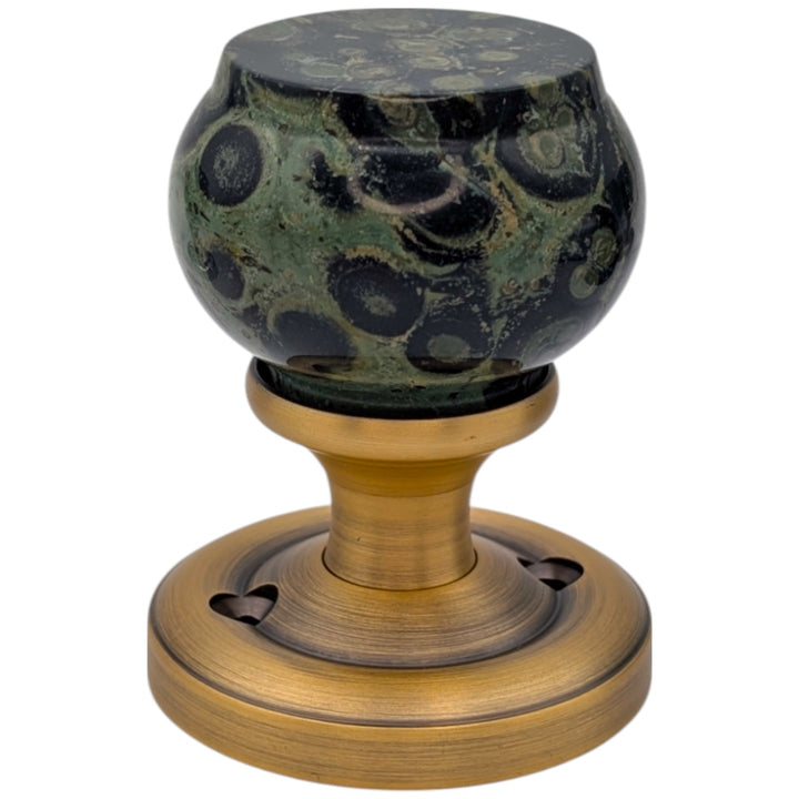 ##Antique Hardware## Magnifique™ Classic Door Set with Crocodile Jasper Knobs (Several Finishes Available)
