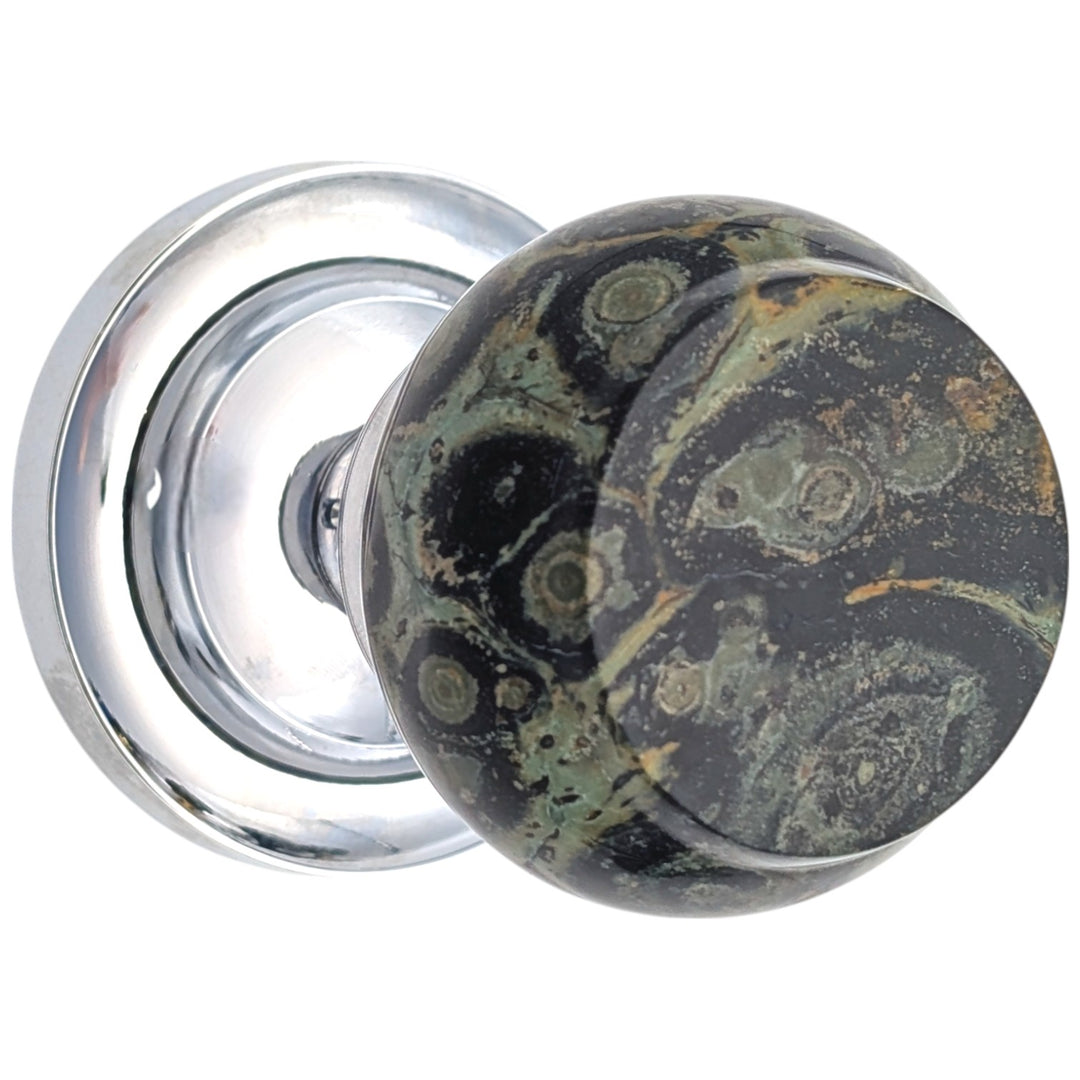 ##Antique Hardware## Magnifique™ Classic Door Set with Crocodile Jasper Knobs (Several Finishes Available)