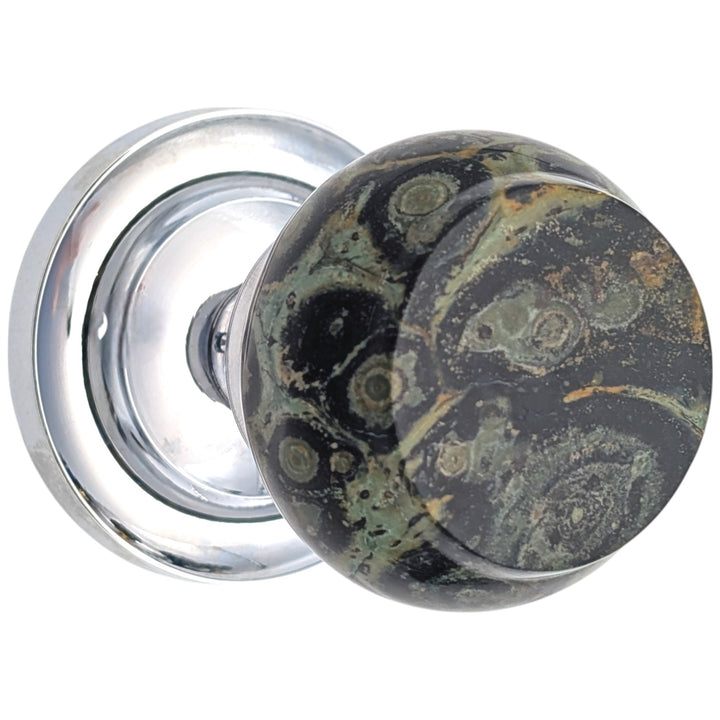 ##Antique Hardware## Magnifique™ Classic Door Set with Crocodile Jasper Knobs (Several Finishes Available)