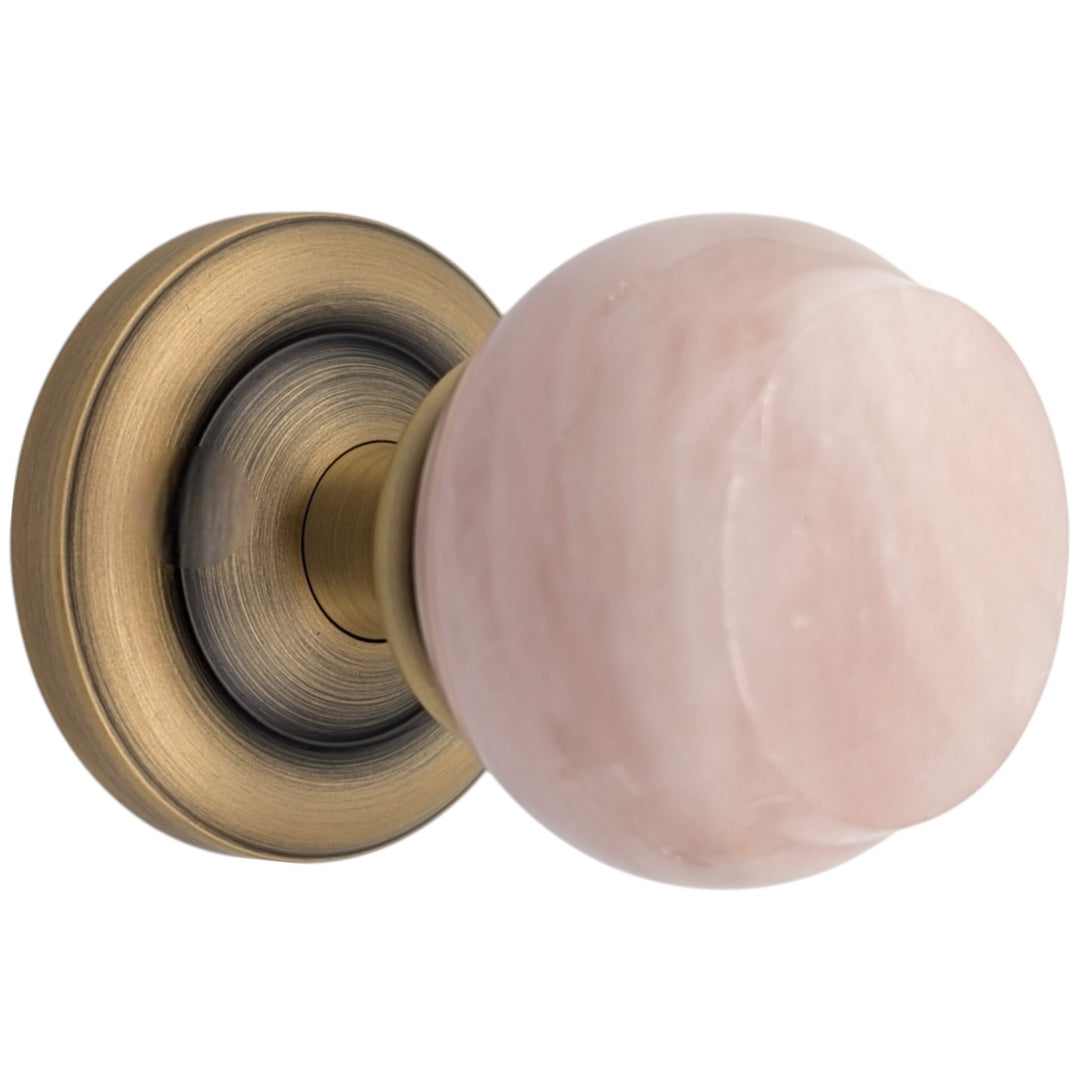 ##Antique Hardware## Magnifique™ Classic Door Set with Rose Quartz Knobs (Several Finishes Available)