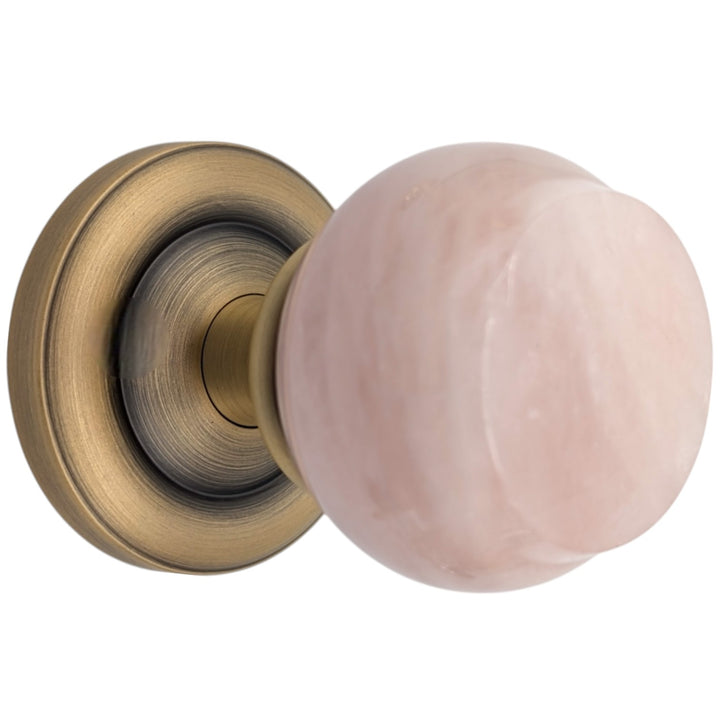 ##Antique Hardware## Magnifique™ Classic Door Set with Rose Quartz Knobs (Several Finishes Available)