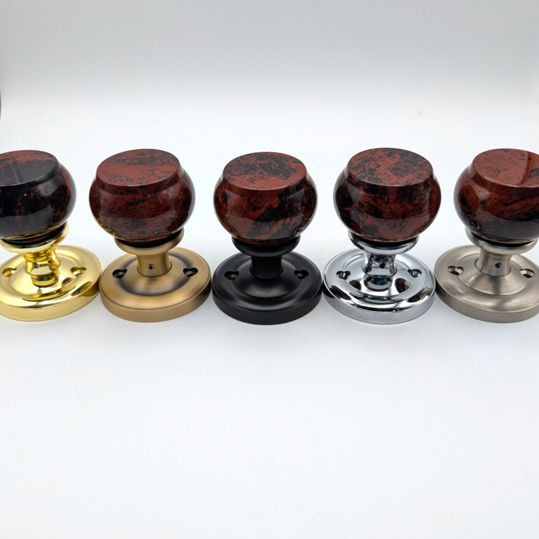 ##Antique Hardware## Magnifique™ Classic Door Set with Mahogany Obsidian Knobs (Several Finishes Available)