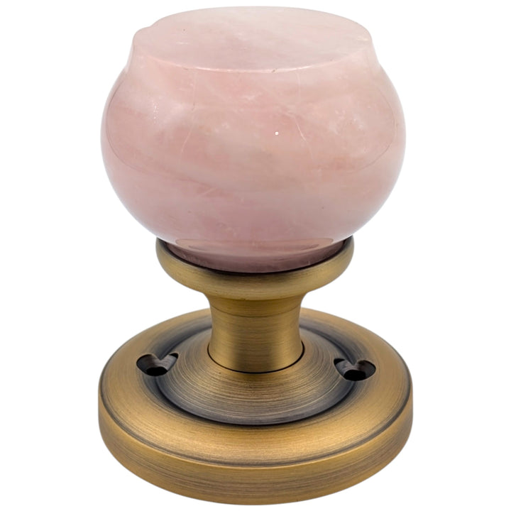 ##Antique Hardware## Magnifique™ Classic Door Set with Rose Quartz Knobs (Several Finishes Available)