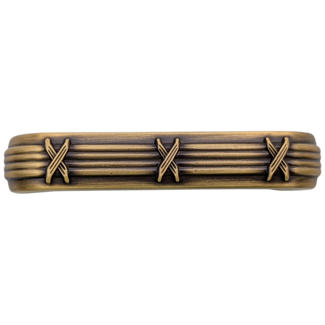 ##Antique Hardware## 3 1/2 inch Overall (3 inch C-C) Ribbon & Reed Trellis Cabinet Pull (Several Finishes Available)
