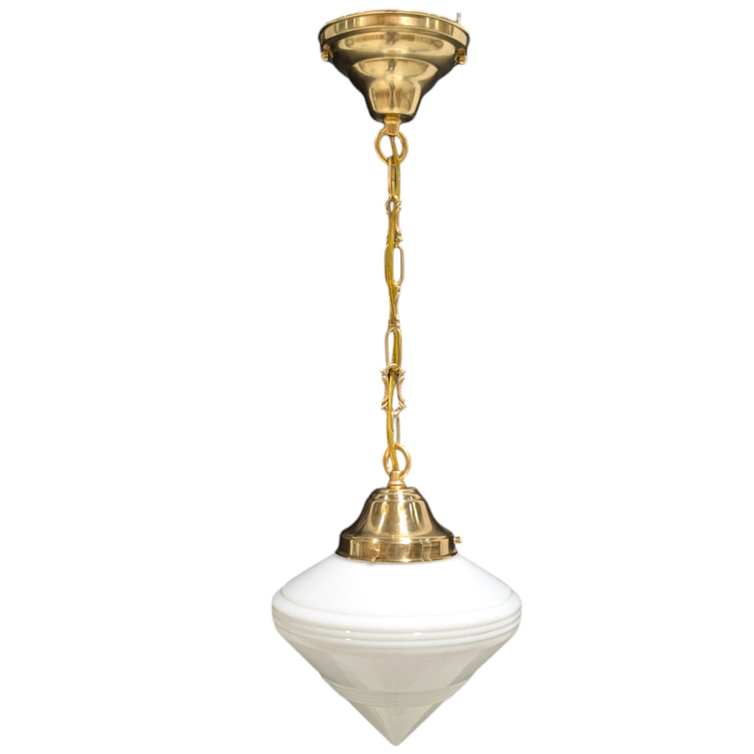 27 3/4 Inch Art Deco Style Glass Chain Pendant