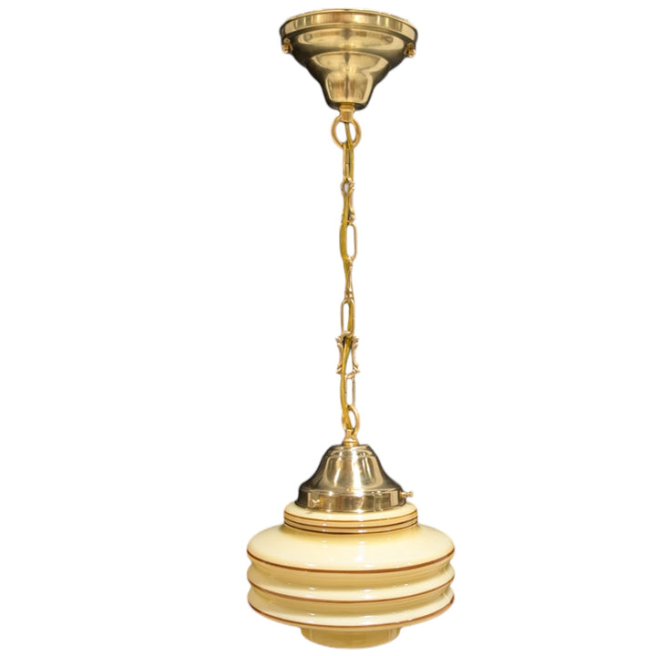 27 3/4 Inch Orange Art Deco Style Glass Chain Pendant