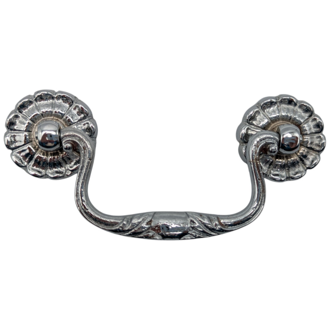 ##Antique Hardware## 4 1/4 Inch Floral Victorian Bail Pull (Polished Chrome Finish)