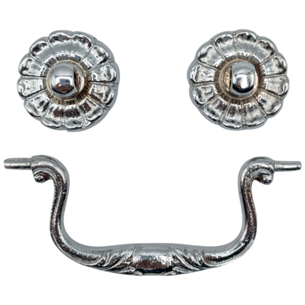 ##Antique Hardware## 4 1/4 Inch Floral Victorian Bail Pull (Polished Chrome Finish)