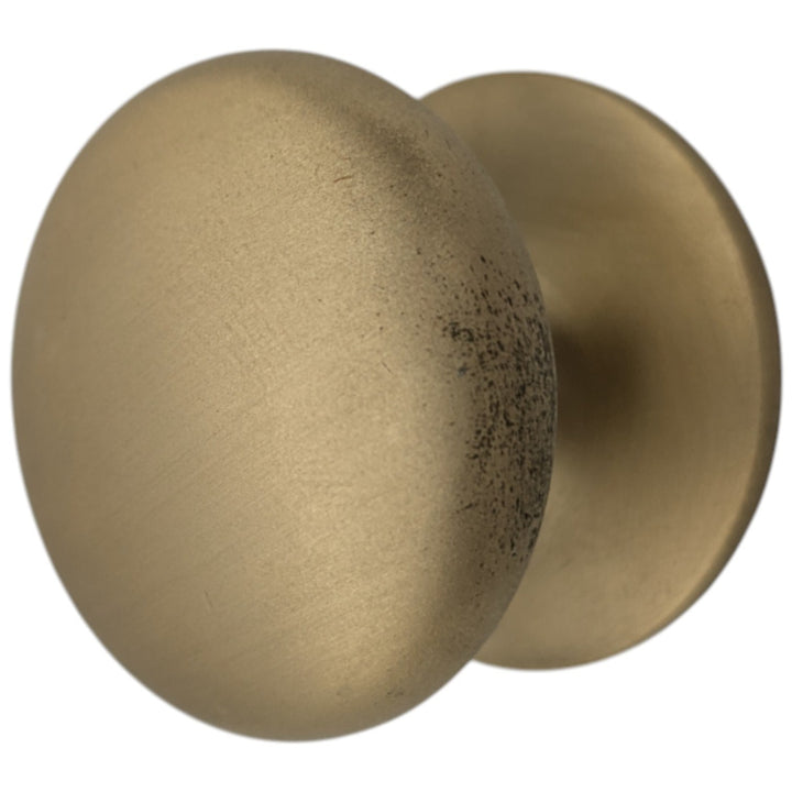1 1/2 Inch Solid Brass Round Button Knob (Antique Brass)