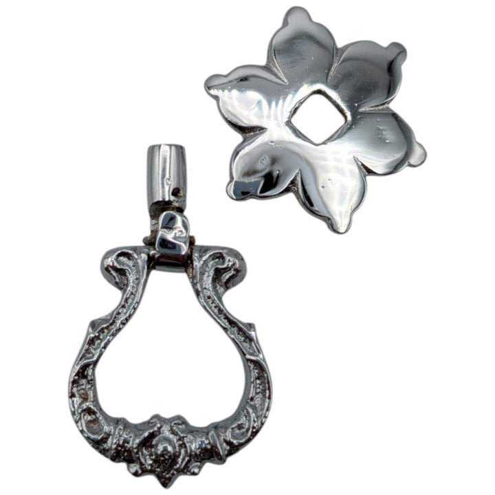 2 2/5 Inch Polished Chrome Ornate Flower Pattern Drop Pull
