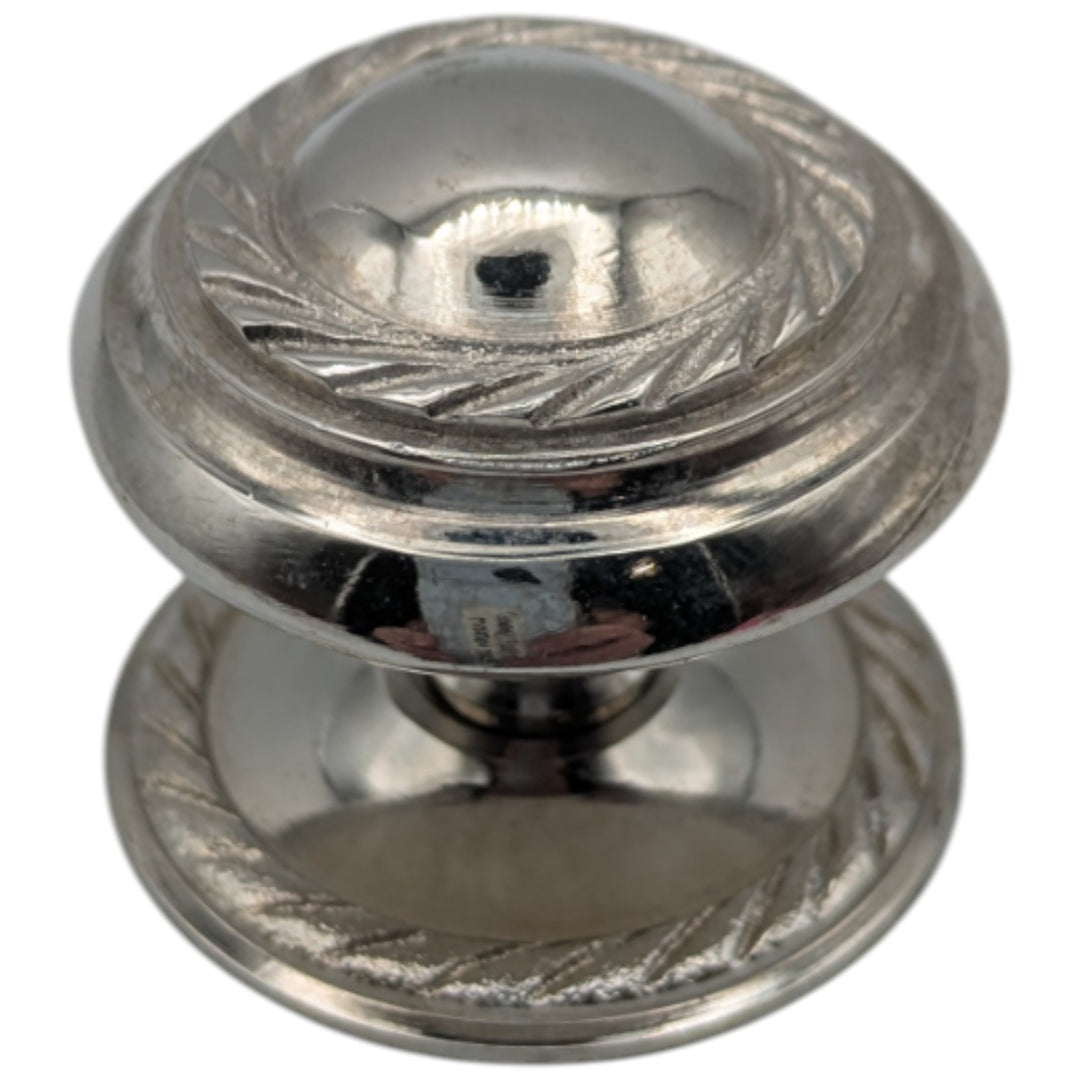 1 1/2 Inch Georgian Roped Cabinet Knob with Backplate (Polished Nickel)