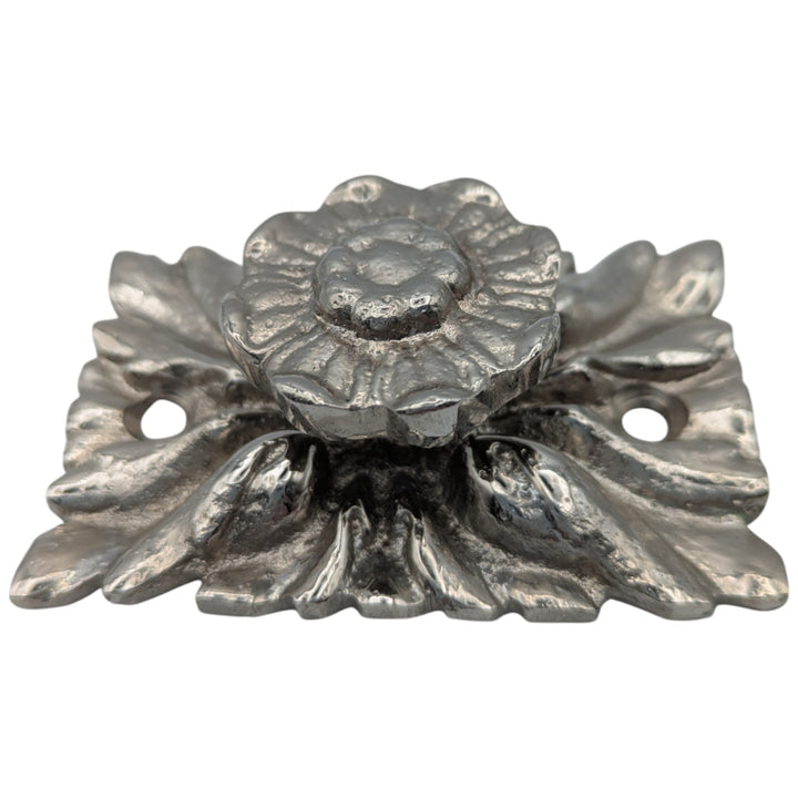 3 Inch Solid Brass Romanesque Floral Knob (Polished Nickel)