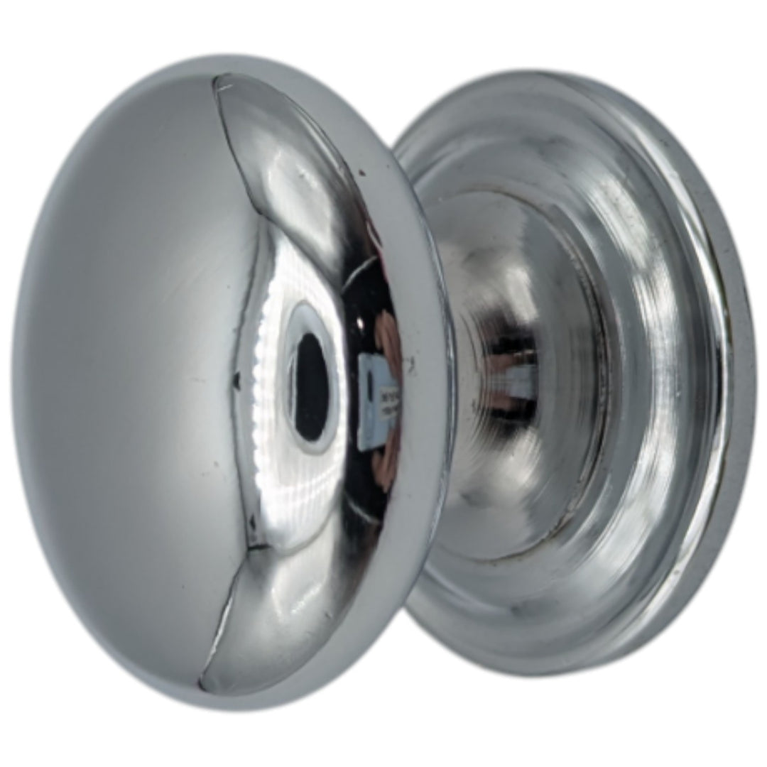 1 1/2 Inch Solid Brass Round Button Knob (Polished Chrome)