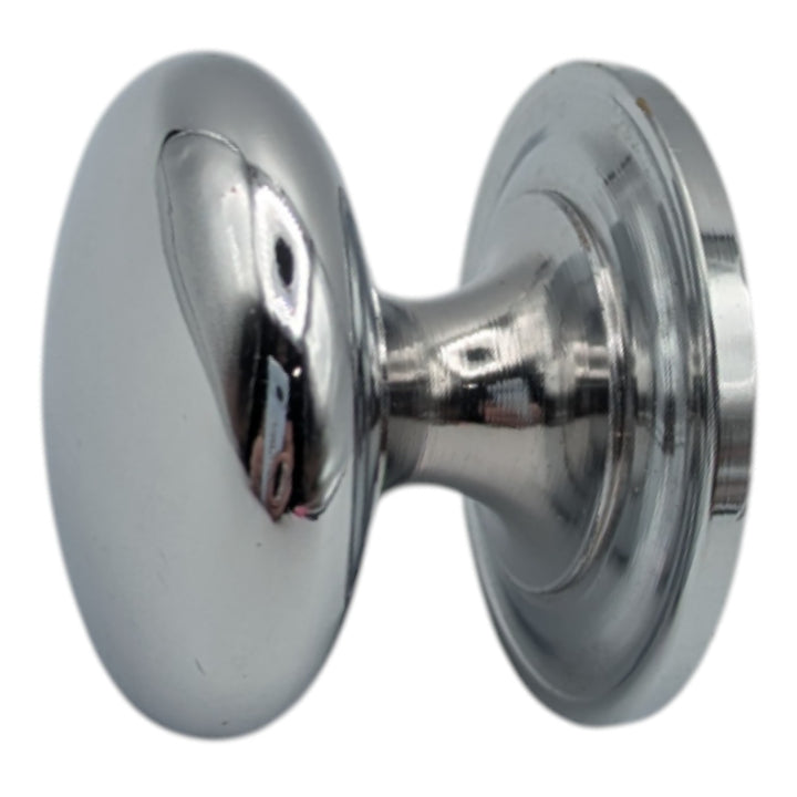 1 1/2 Inch Solid Brass Round Button Knob (Polished Chrome)