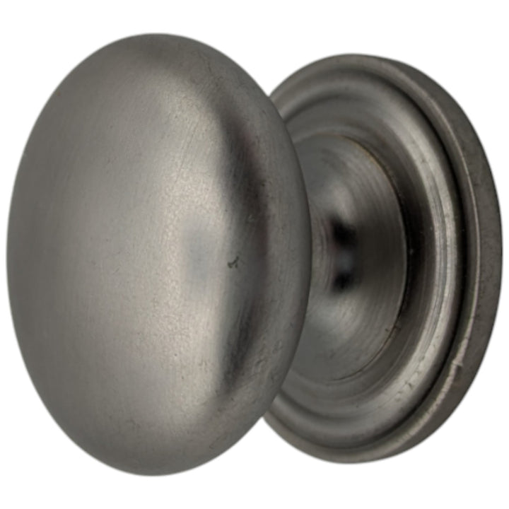 1 1/2 Inch Solid Brass Round Button Knob (Brushed Nickel)