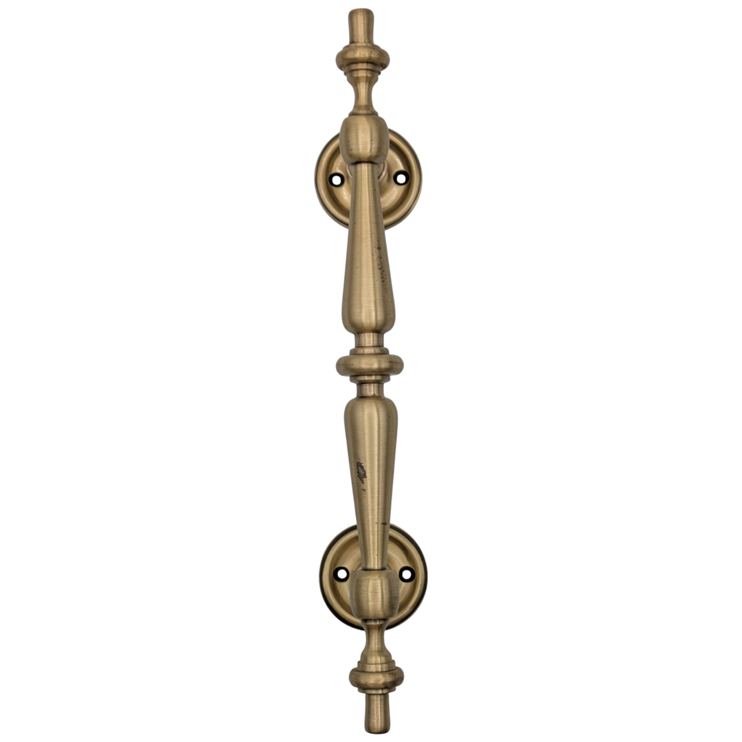 9 1/2 Inch Overall (6 Inch C-C) Solid Brass Plain Style Handle (Antique Brass Finish)