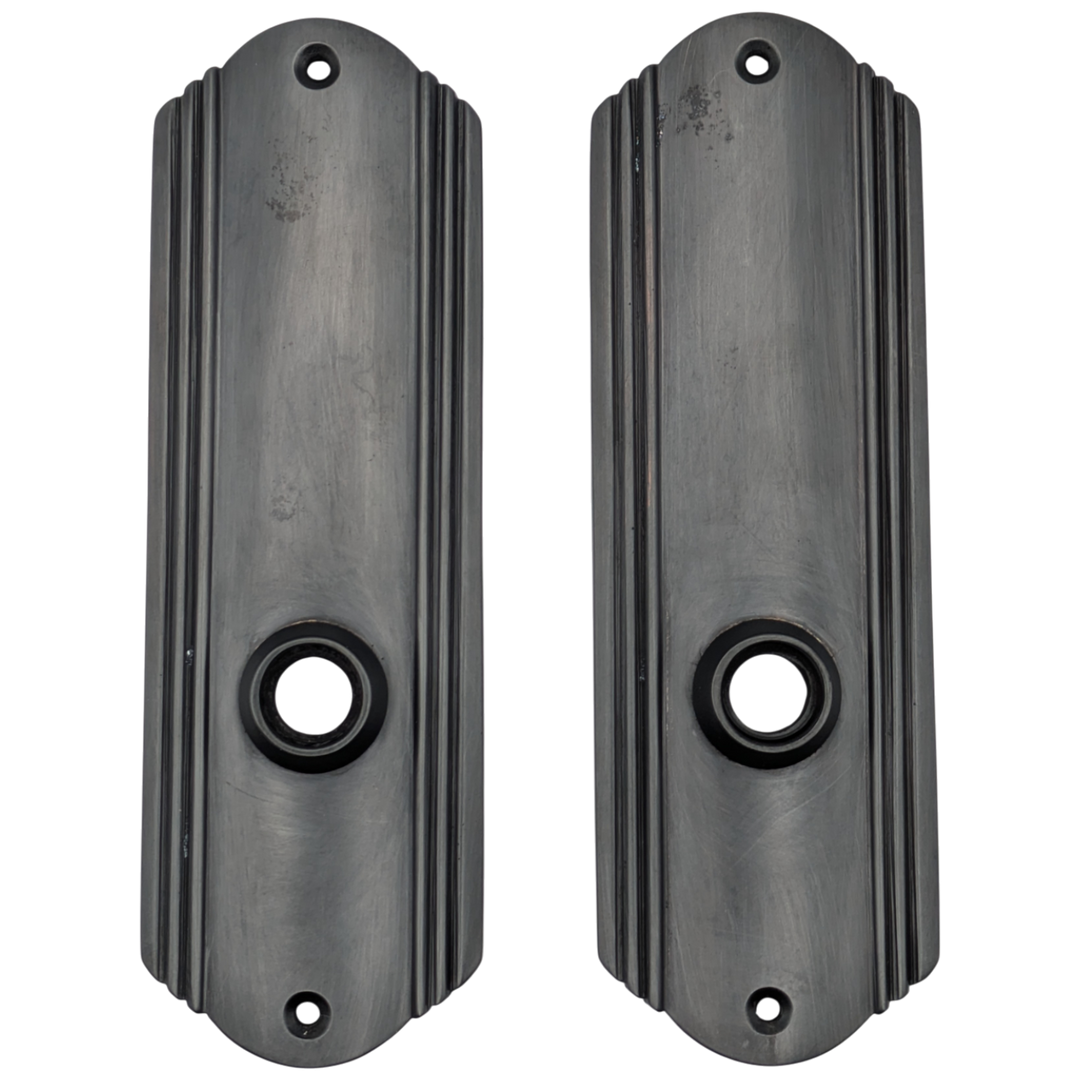 Art Deco Long Solid Brass Door Backplate (Black Bronze Finish)