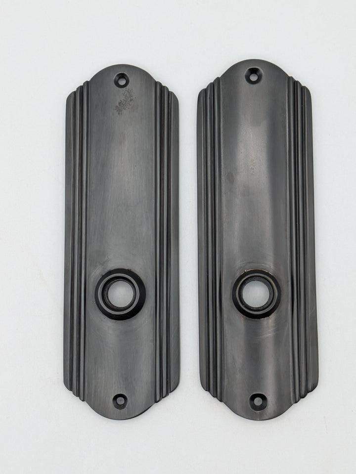 Art Deco Long Solid Brass Passage Door Backplate (Black Bronze Finish)