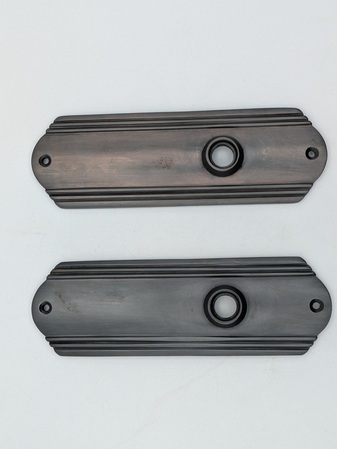 Art Deco Long Solid Brass Passage Door Backplate (Black Bronze Finish)