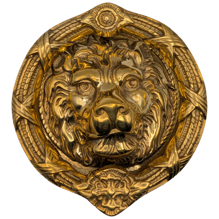 Ribbon & Reed 8 3/4 Inch Brass Lion Door Knocker (Polished Brass Finish)