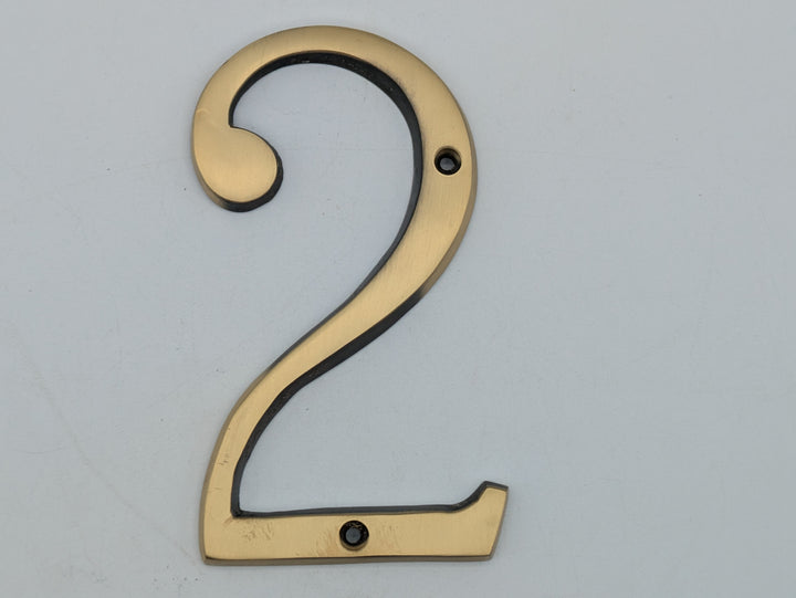 6 Inch Tall House Number 2 (Antique Brass Finish)