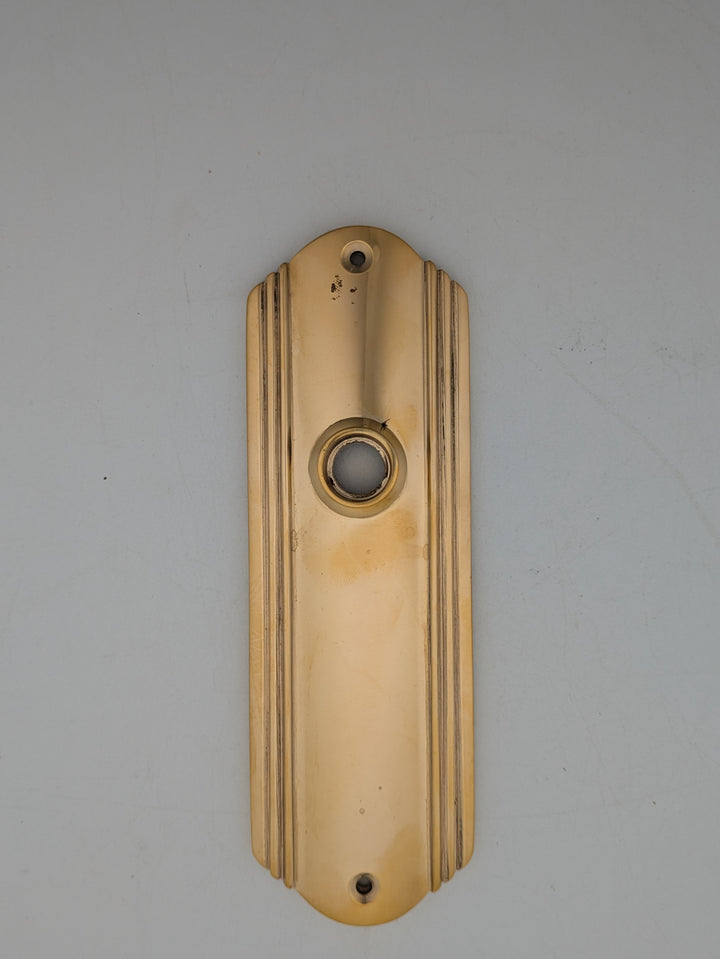 Art Deco Long Solid Brass Door Backplate (Polished Brass Finish)