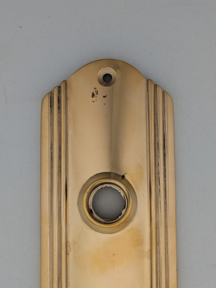 Art Deco Long Solid Brass Door Backplate (Polished Brass Finish)