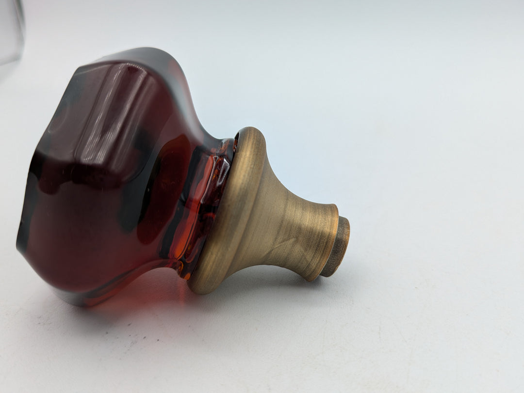 Amber Octagon Crystal Spare Door Knob (Antique Brass Finish)