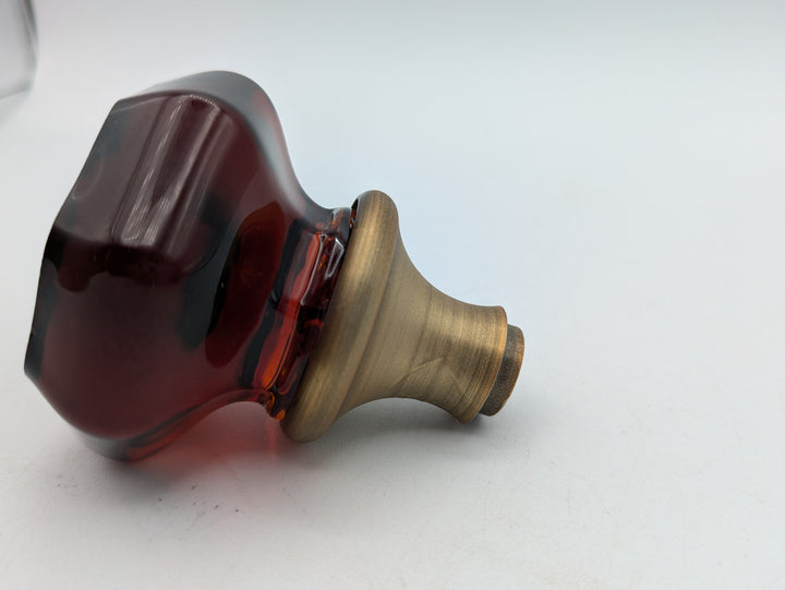 Amber Octagon Crystal Spare Door Knob (Antique Brass Finish)