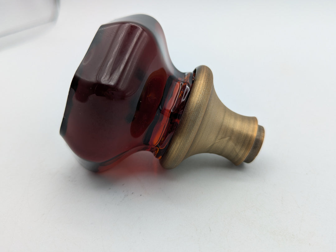 Amber Octagon Crystal Spare Door Knob (Antique Brass Finish)